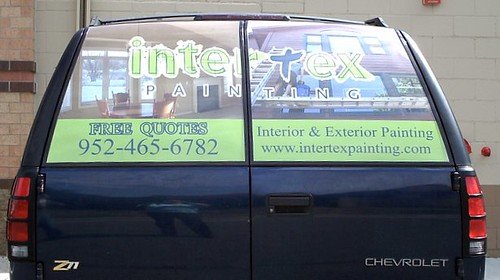 Placeholder image of perforated vinyl on a vehicle rear window — to be replaced with real North Prime Graphics photos